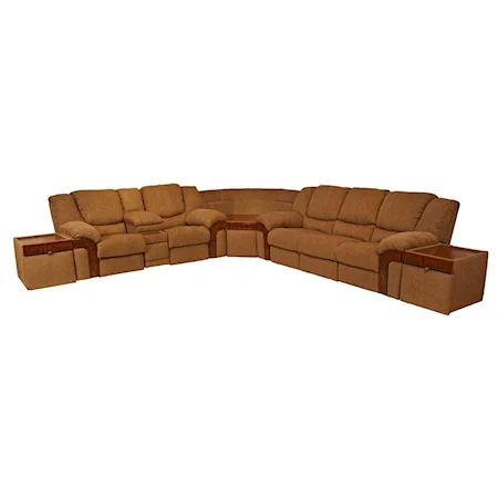 Chenille Sectional Sofa with Oak Accents